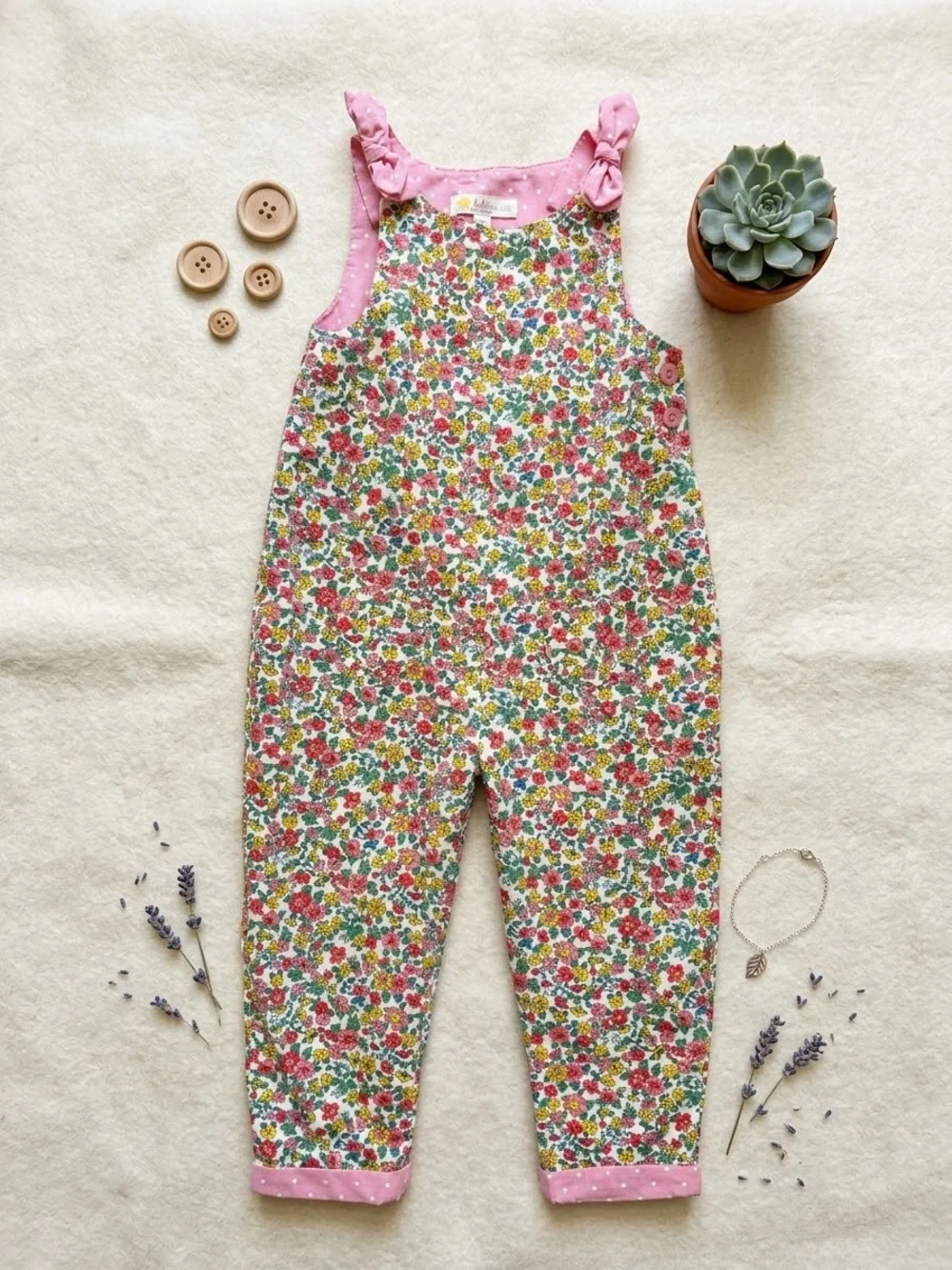 Baby Boden Floral Print Dungarees/Overalls